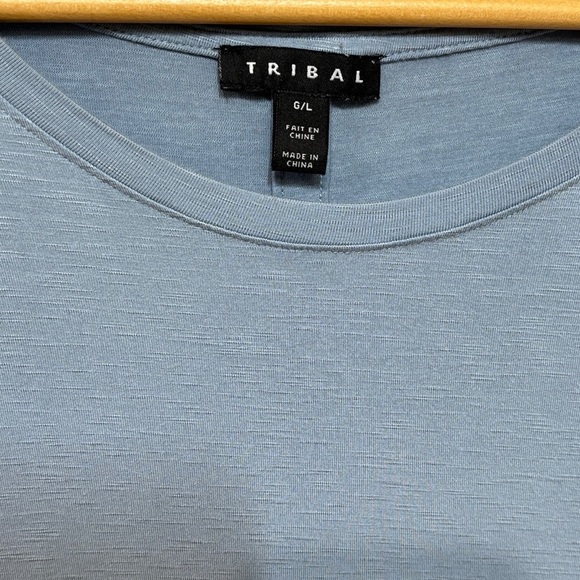 Tribal blue Asymmetrical Long Sleeve Tunic - Picture 3 of 4